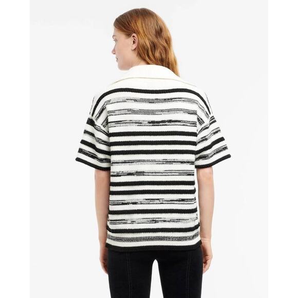 Barrie Chanel Cotton Cashmere Polo Top in Niveous Black XS - Picture 3 of 5